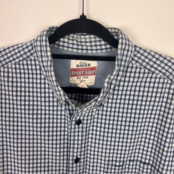 Eddie Bauer casual button down blue plaid shirt XL - Picture 3 of 7